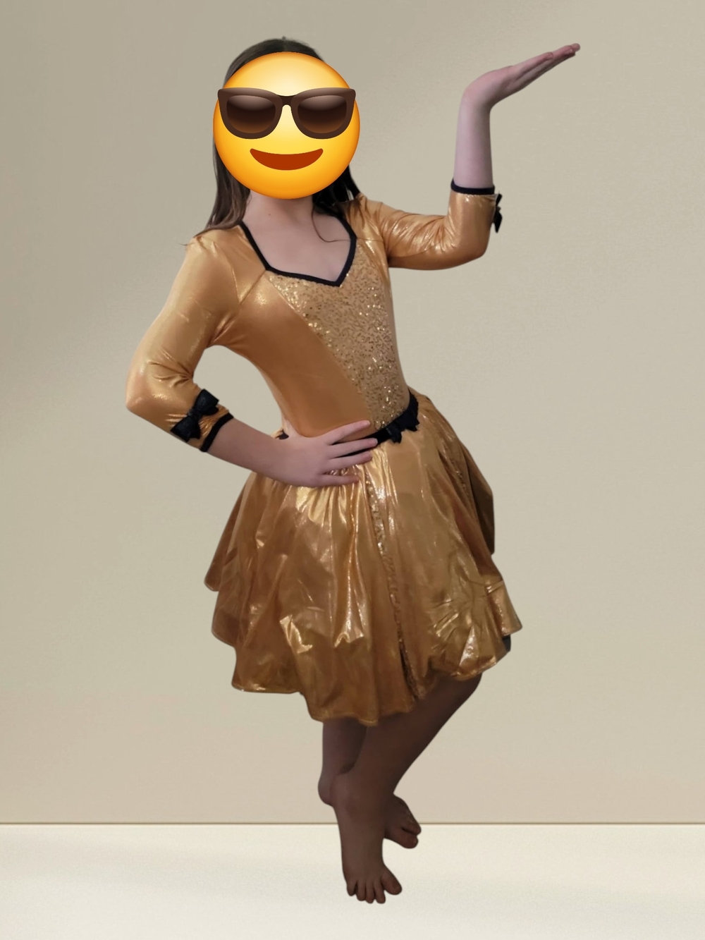 Revolution Dancewear Gold Sequin Metallic Dance Costume Dress